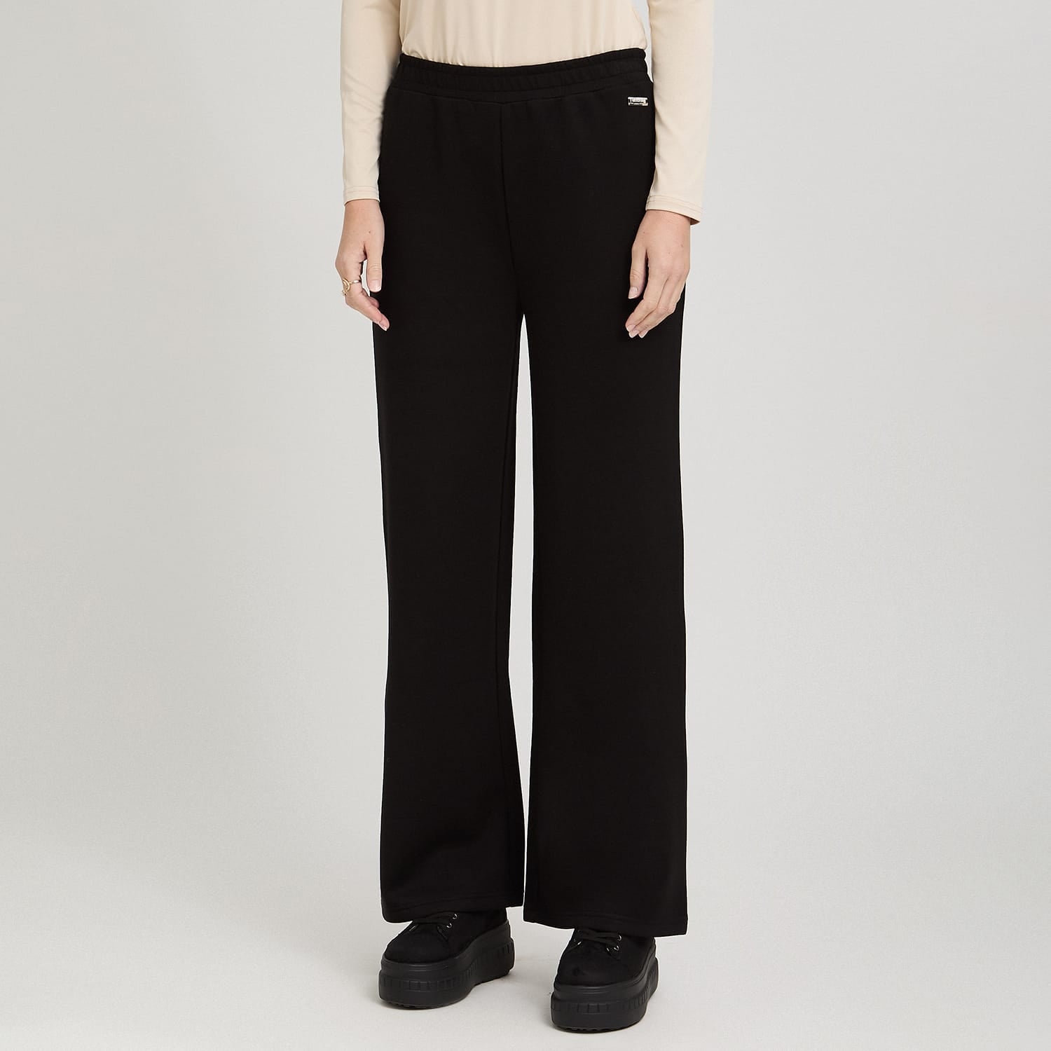 Pantalón Sport Palazzo Pretina Elasticada Negro